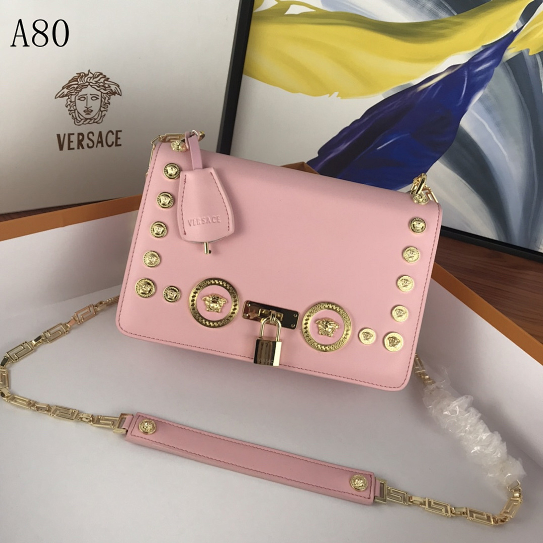 Versaci A80 Pink Medusa Studs Shoulder Bag #483