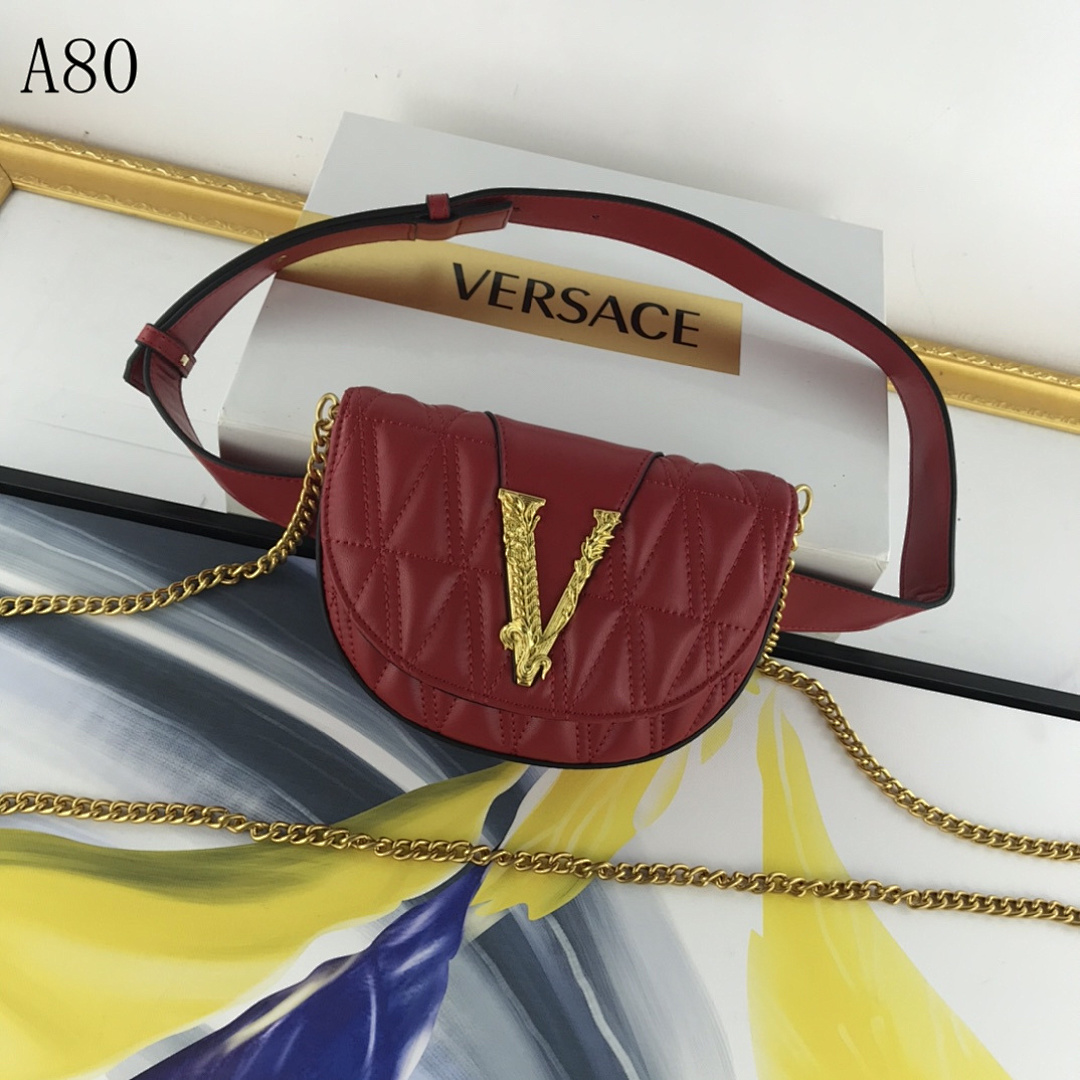 Versaci + A80 + V Logo Quilted Crossbody Bag #469