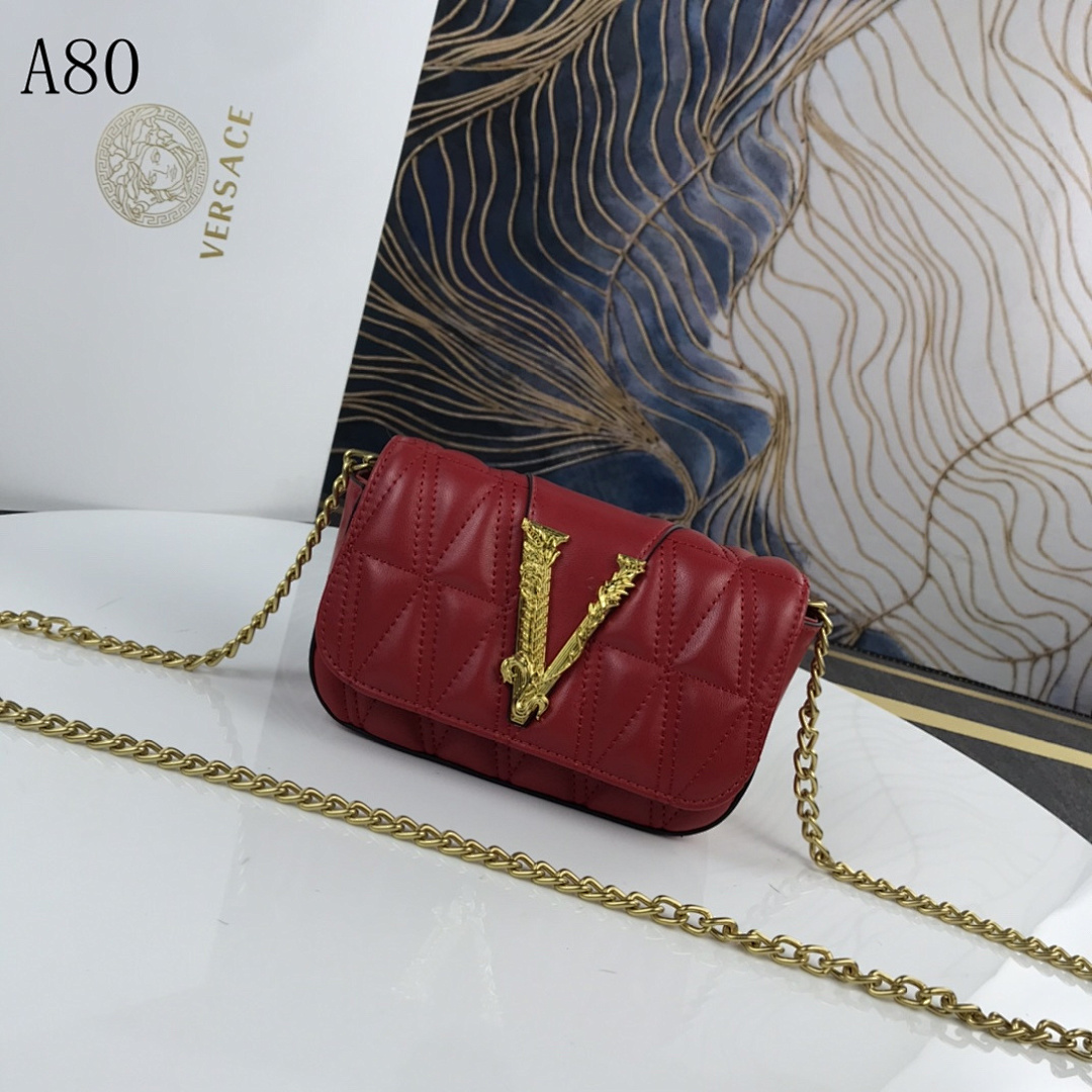 Versaci A80 Red Quilted Leather Shoulder Bag #460