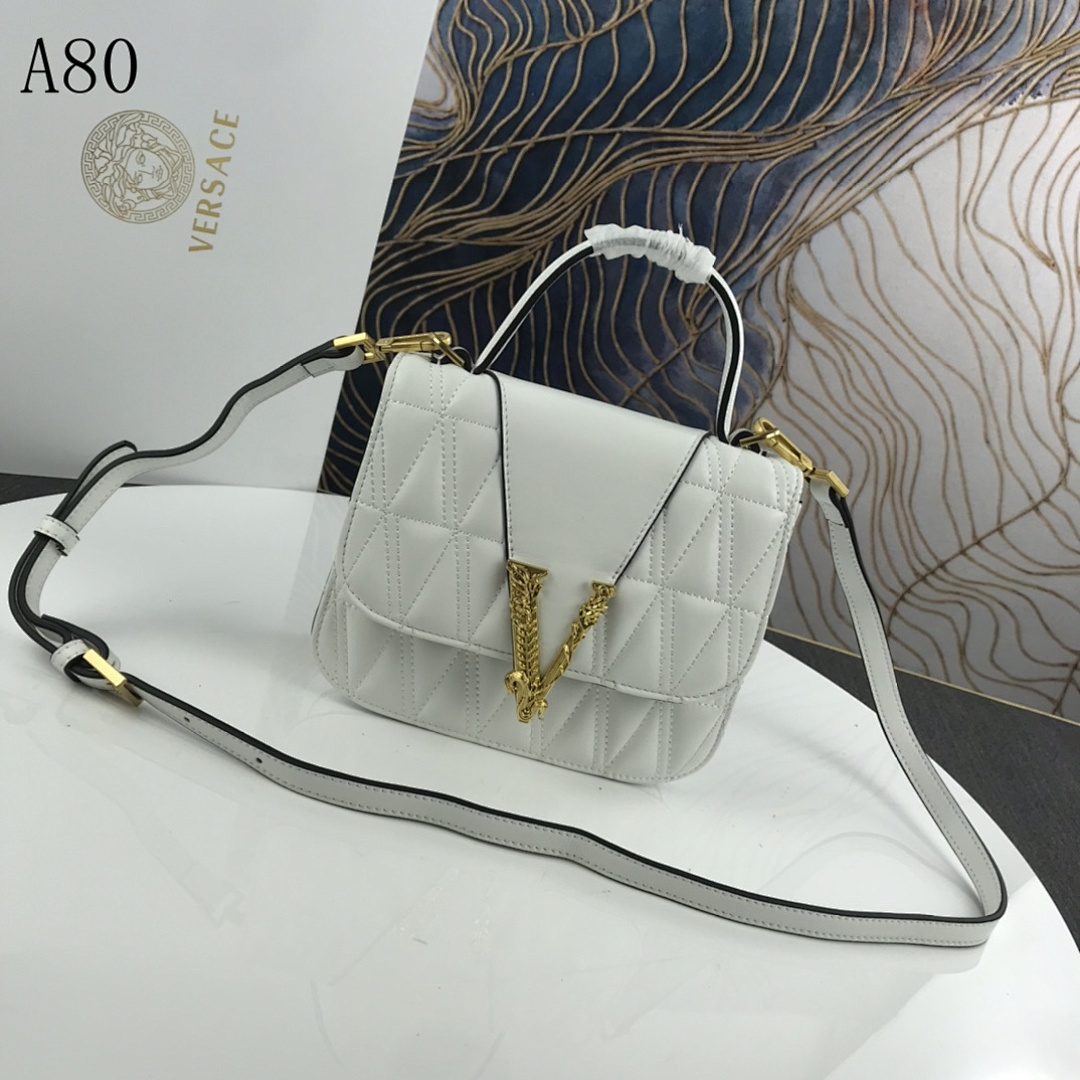Versaci A80 White Quilted Leather Crossbody Bag #432