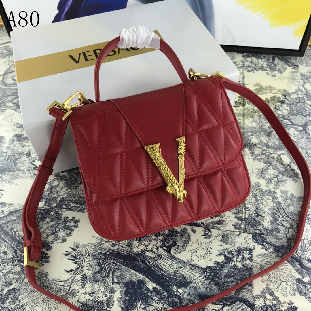 Versaci + Virtus + Mini V Logo Quilted Crossbody Bag #431