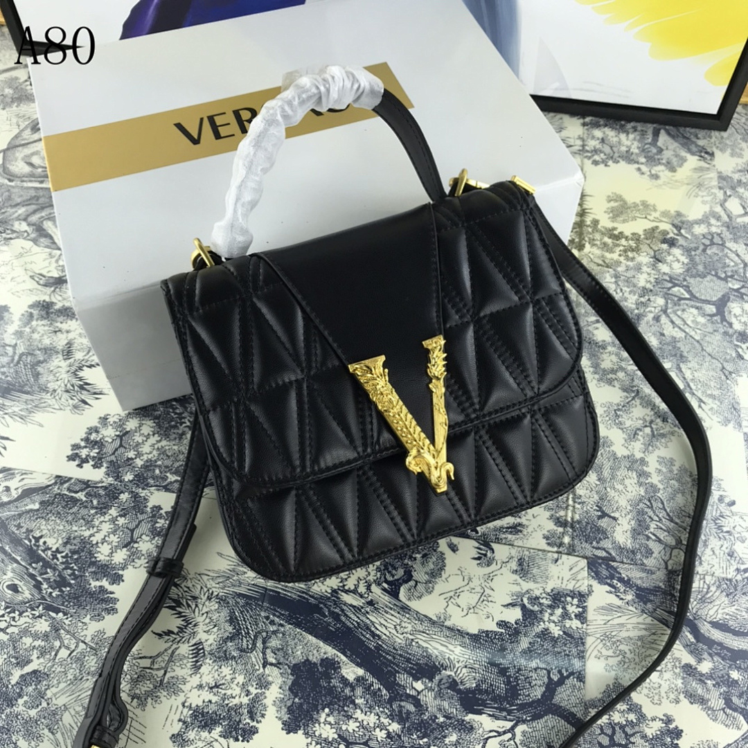 Versaci + Virtus + Mini V Logo Quilted Crossbody Bag #430