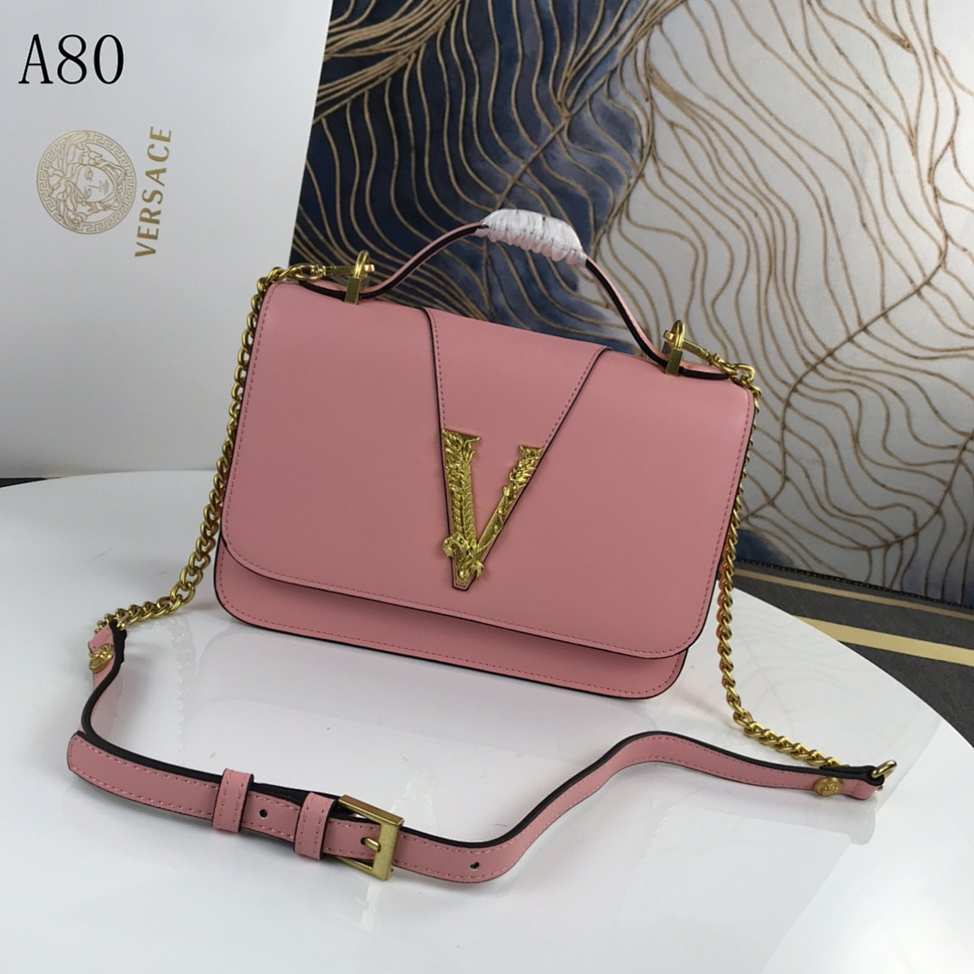 Versaci A80 Pink Leather Shoulder Bag #417