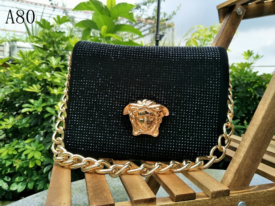 Versaci Medusa Black Rhinestone Clutch #411