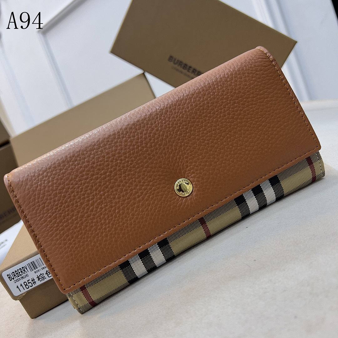 Burberyy Check and Leather Long Wallet #200