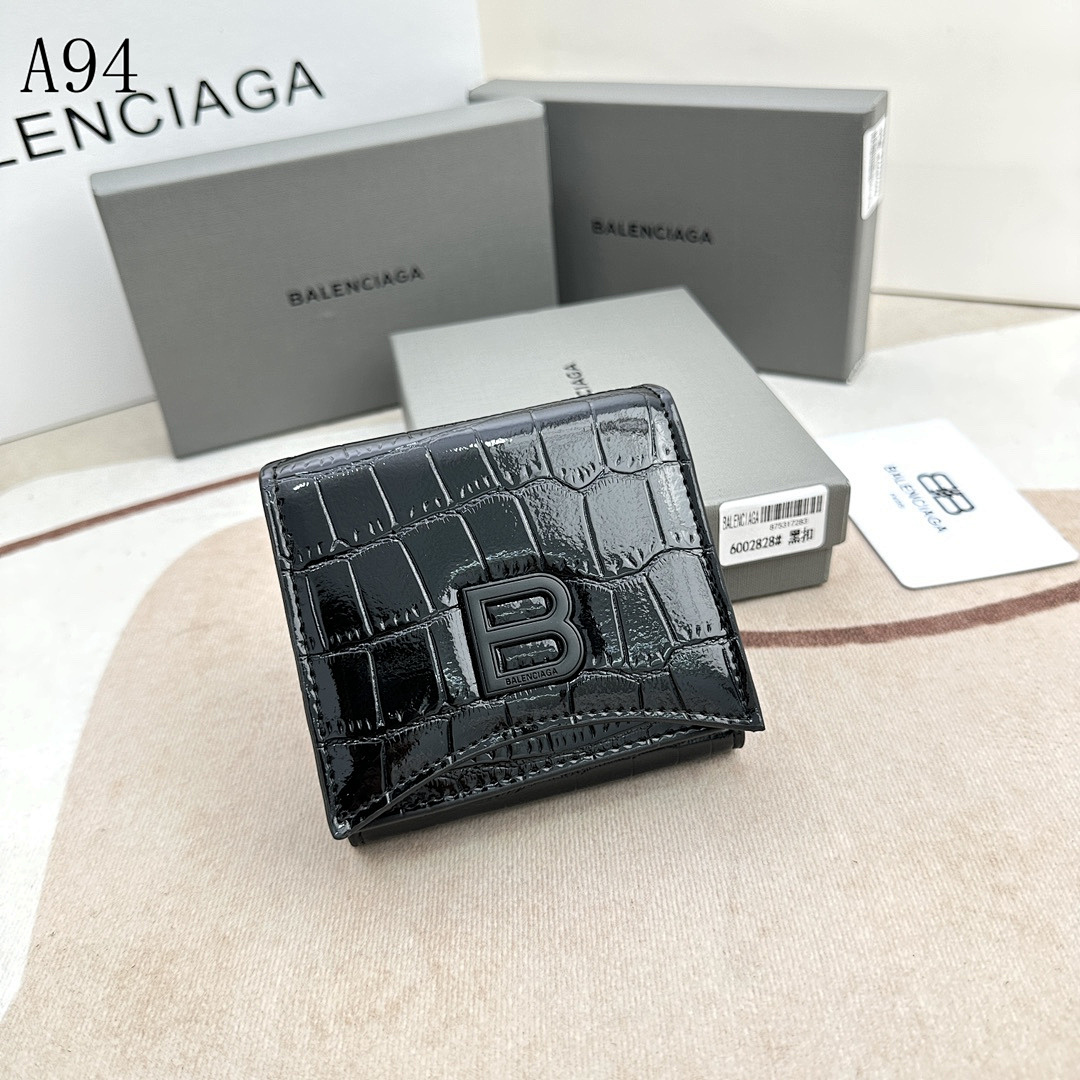 Balensiaga A94 Crocodile-Embossed Leather Wallet #223