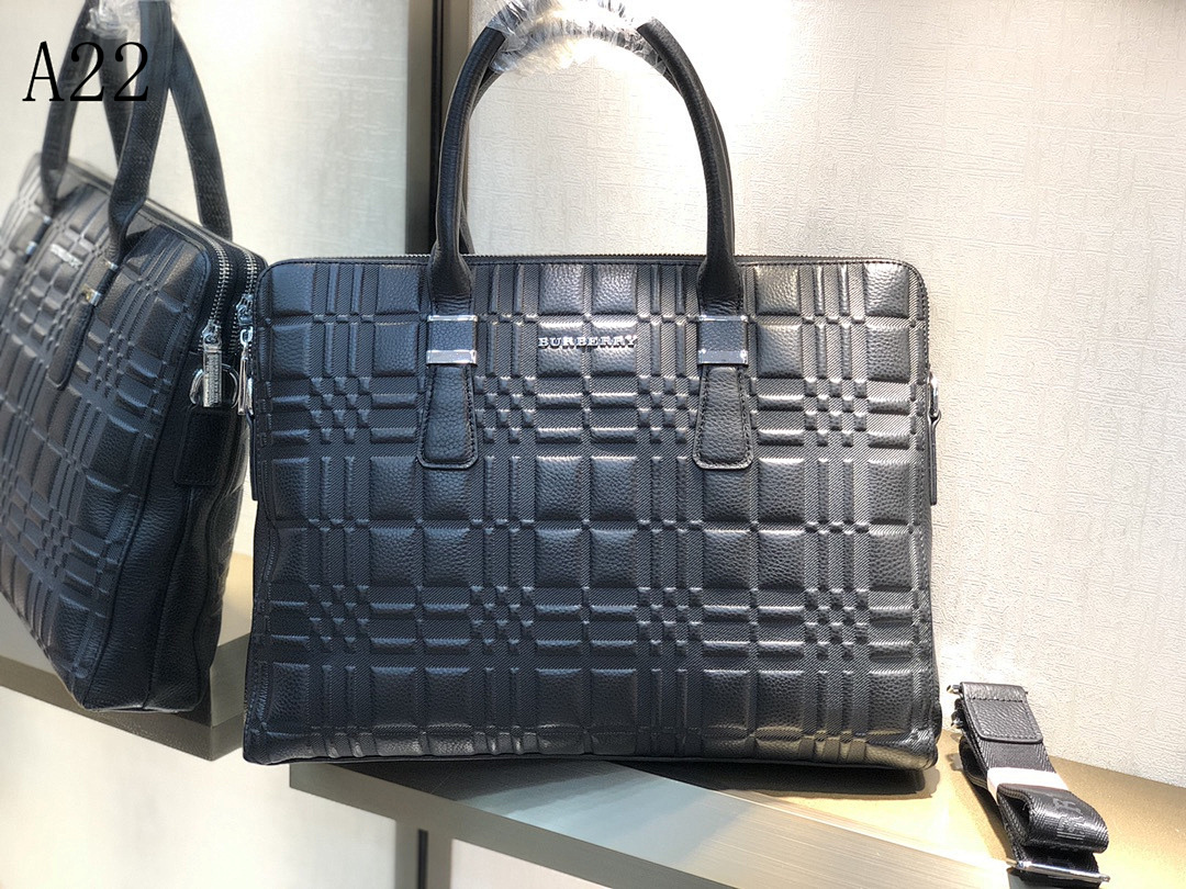 Burberyy + Model# A22 + Quilted Leather Briefcase #134