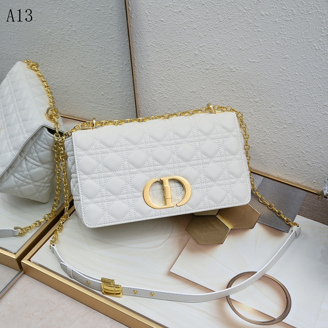 Diiior – Lady Diiior – White Quilted Leather Shoulder Bag #56
