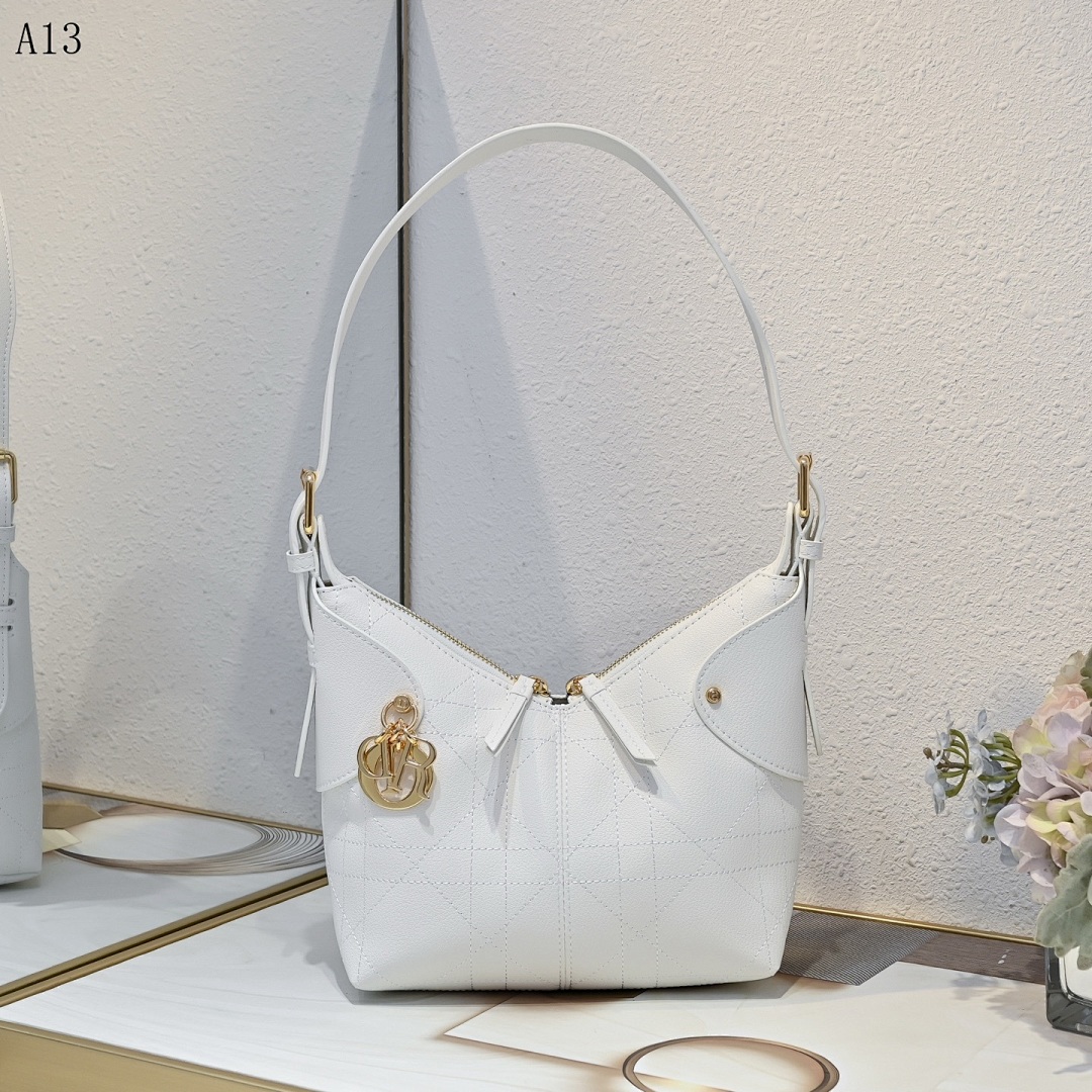 Diiior – Lady Diiior – White Quilted Shoulder Bag #50