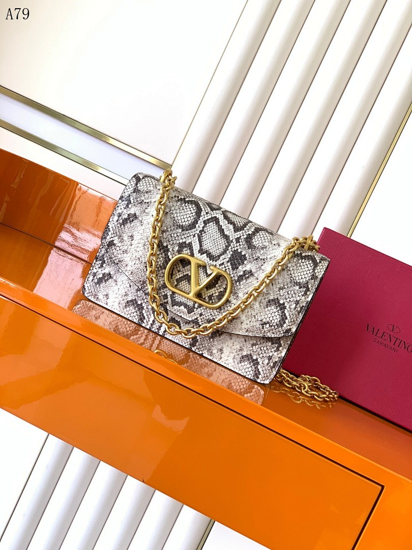 Valentiino Garavani + Rockstud + Snake Print Chain Bag #12