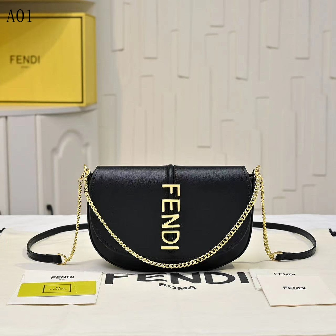 FENDI + Baguette + Logo Chain Shoulder Bag #77