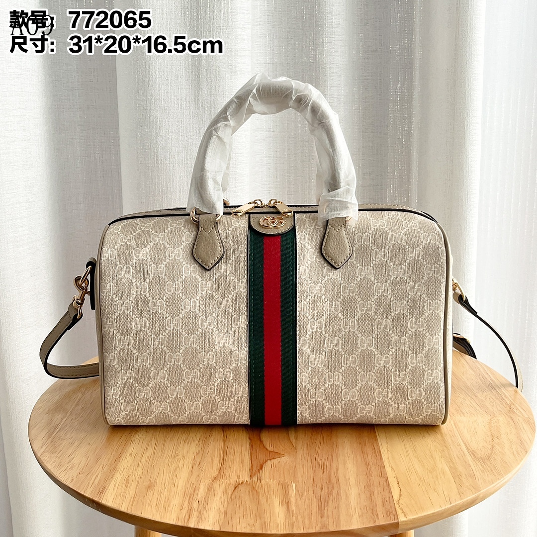 Gucc1 - 772065 - Ophidia Web Boston Bag #1 1 Gucc1 GG Supreme Web Boston Bag #1