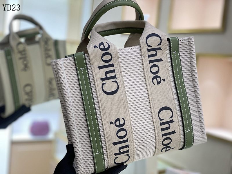 Chloé YD2360 Woody Tote Canvas Shoulder Bag
