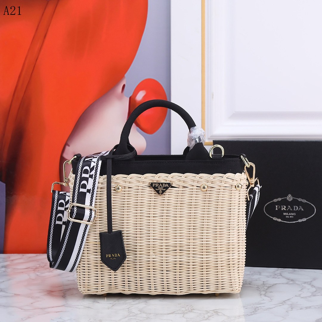 Pr4da Raffia Woven Tote Bag #1795