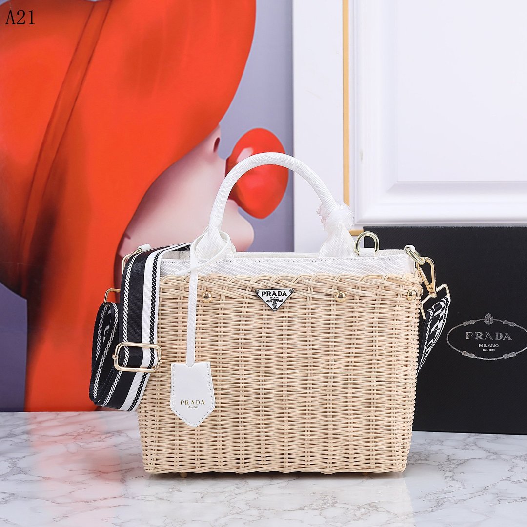Pr4da Rattan Tote Bag #1577 1 Pr4da Rattan Tote Bag #1577