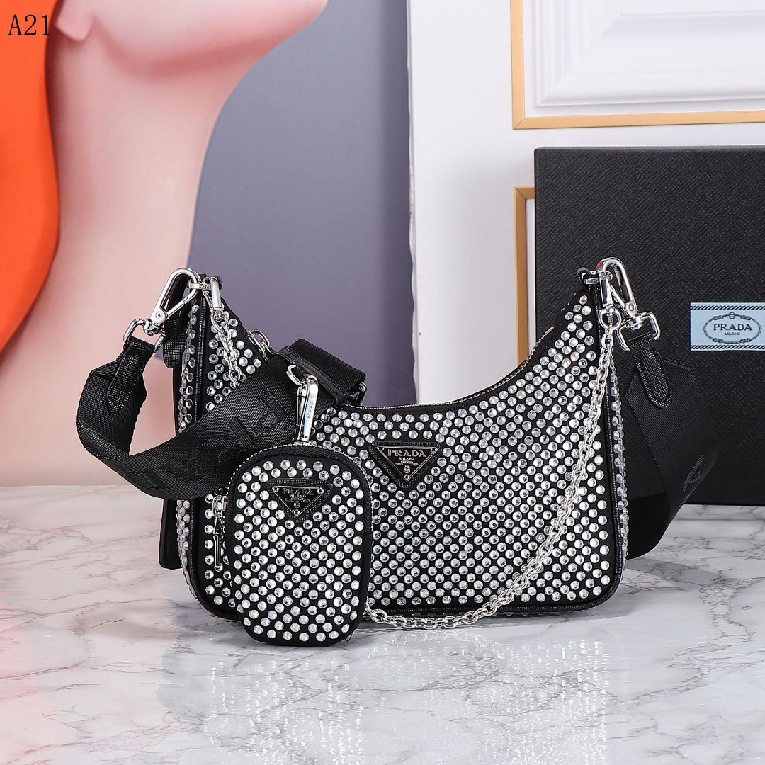Pr4da Re-Edition 2005 Bag with Rhinestone Embellishment #1221 1 Pr4da Re-Edition 2005 Bag with Rhinestone Embellishment #1221