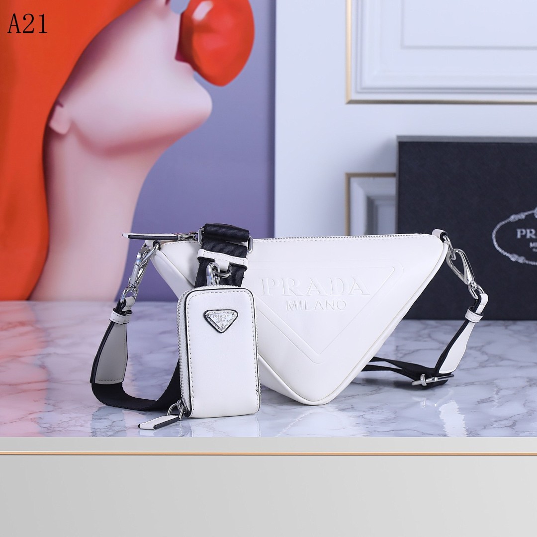 Pr4da + Model# A21 + Triangular Crossbody Bag #1600