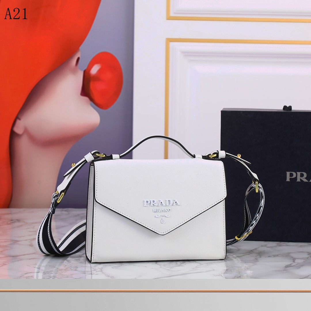 Pr4da + Galleria + White Leather Shoulder Bag #1535 1 Pr4da + Galleria + White Leather Shoulder Bag #1535