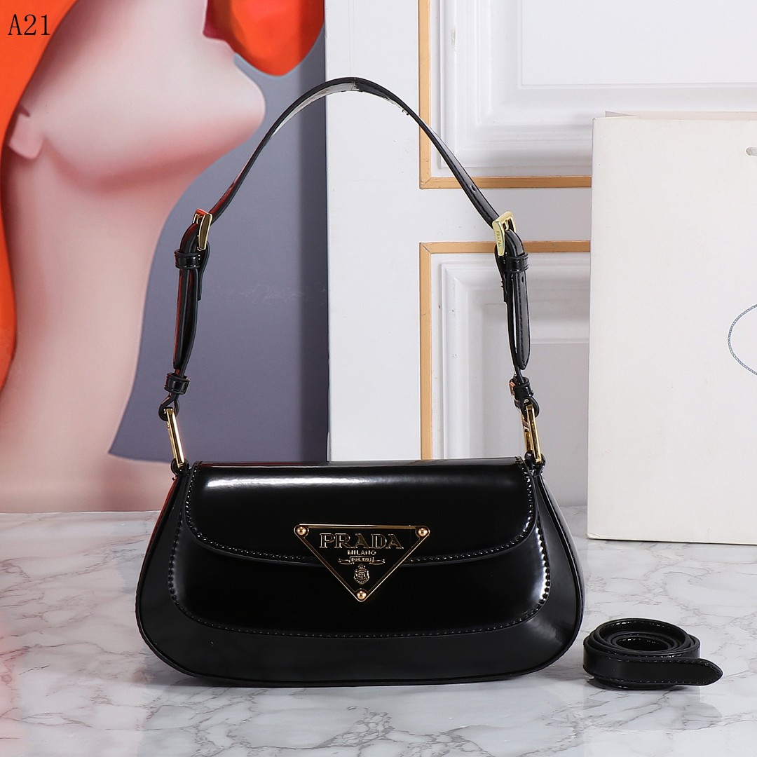 Pr4da + Galleria + Calfskin Leather Shoulder Bag #1547