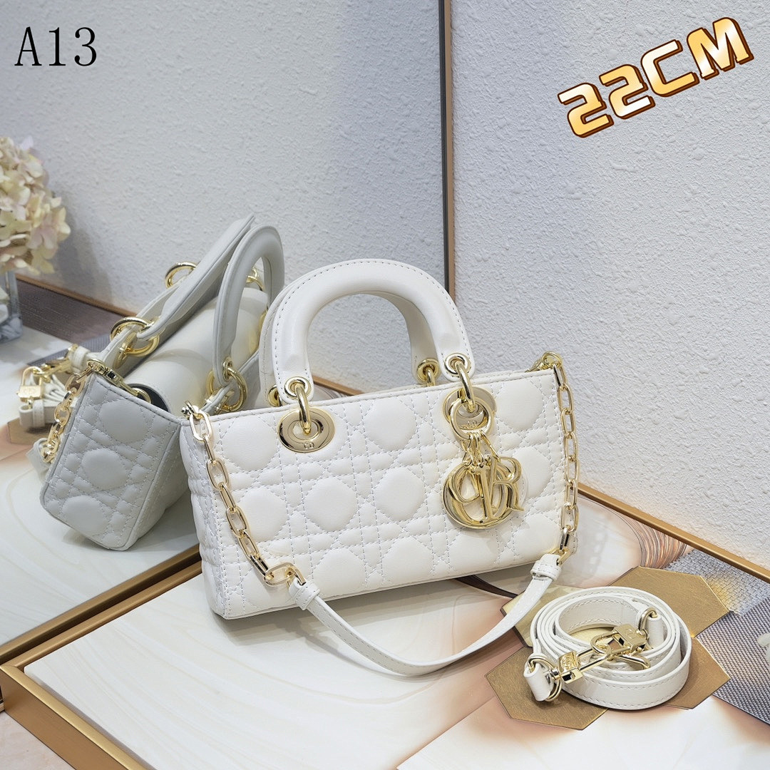 Diiior Lady Diiior Bag – White Quilted Leather Handbag #2097