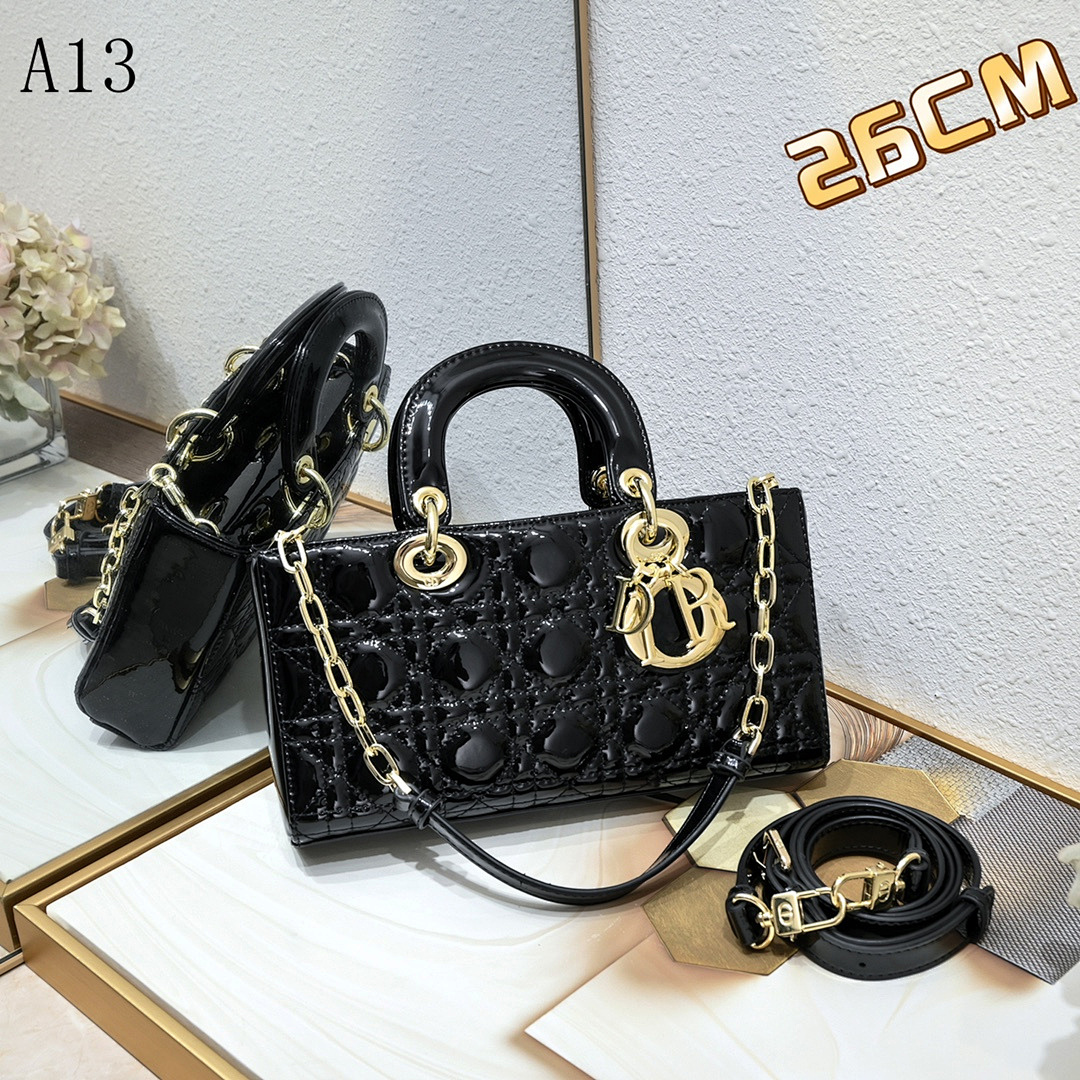 Diiior Lady Diiior Black Patent Leather Bag #2230