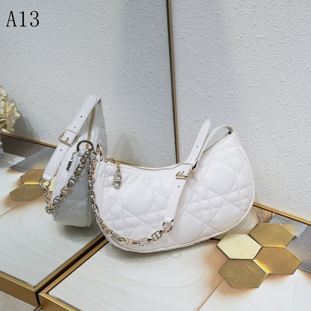 Diiior – Lady Diiior – Quilted White Leather Shoulder Bag #2090