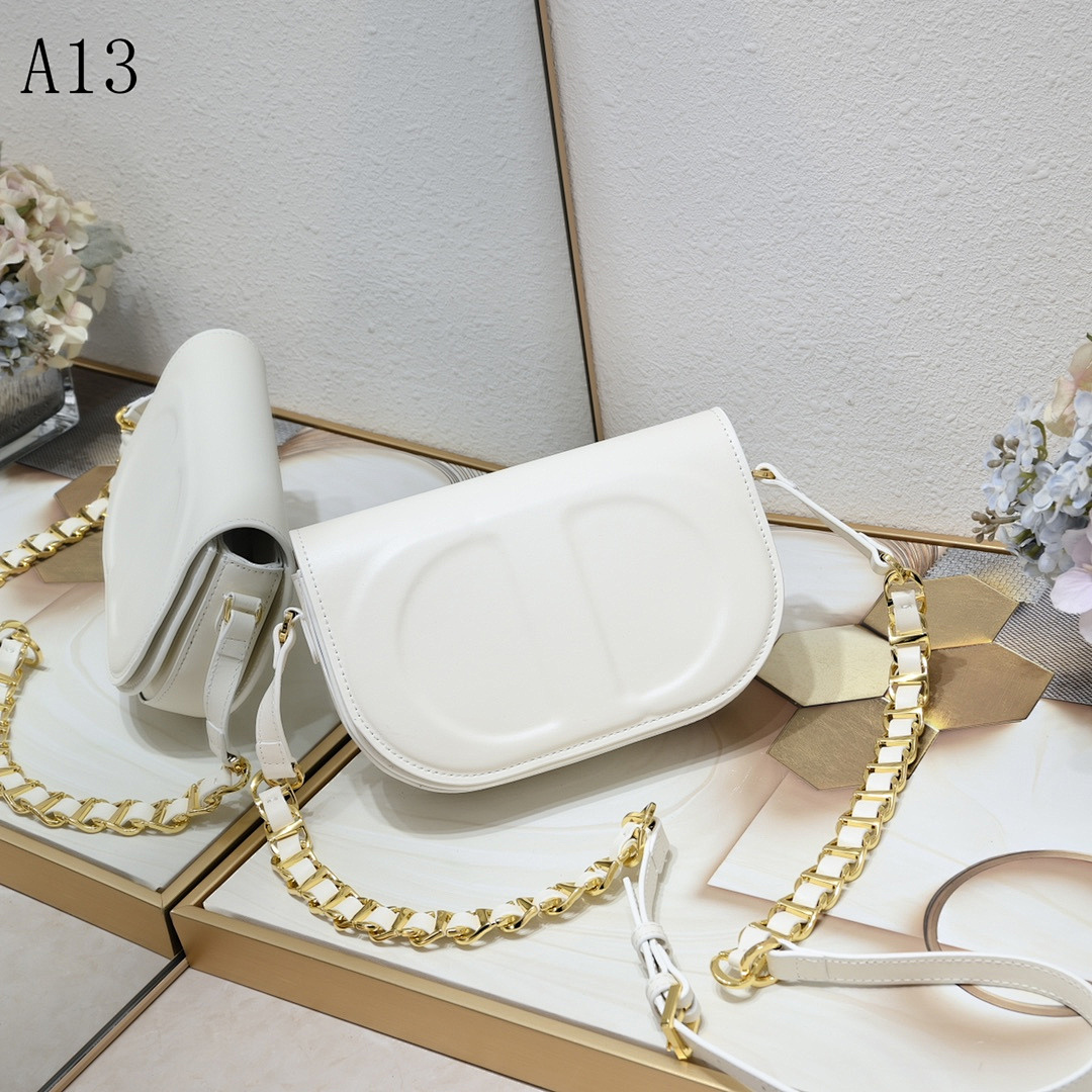 A13 White Leather Crossbody Bag #2238