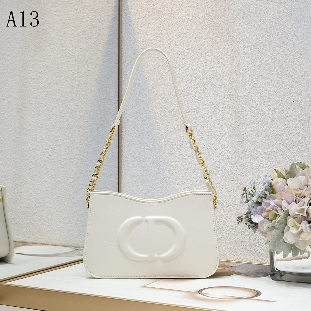 A13 – Elegant White Crossbody Bag with Gold Chain #2039