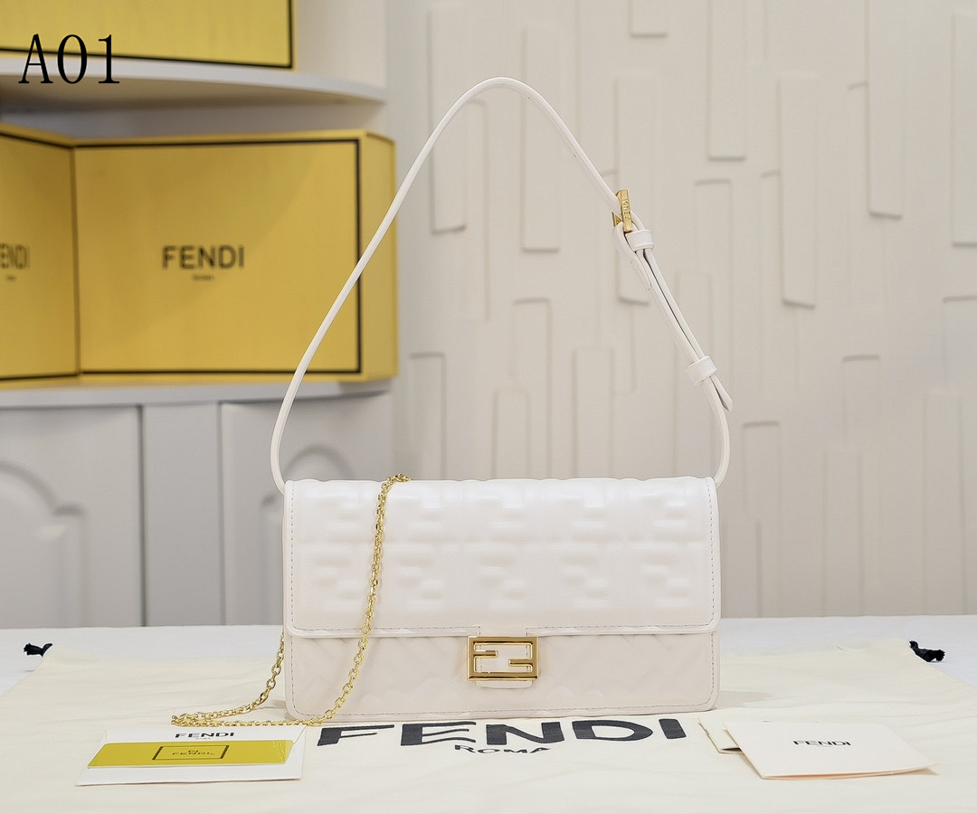 FENDI Baguette Quilted Leather Shoulder Bag #2289