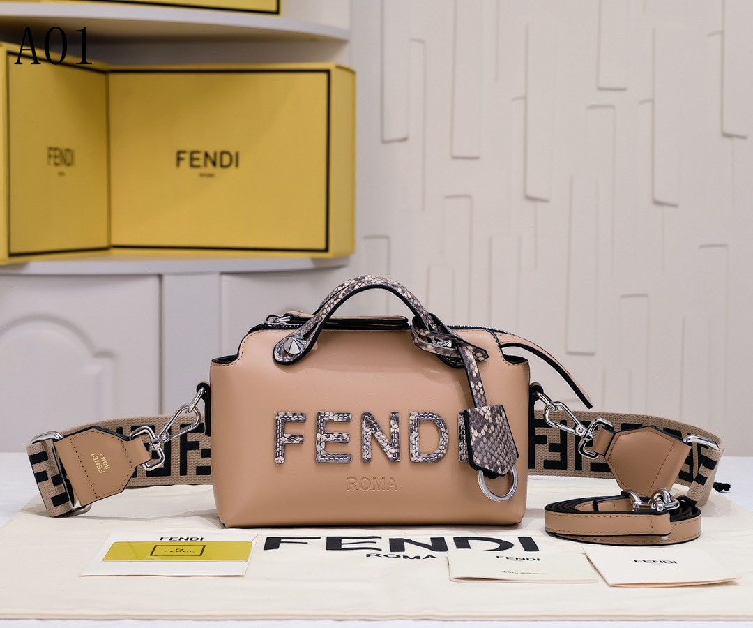 FENDI Baguette Logo Embellished Leather Handbag #2363