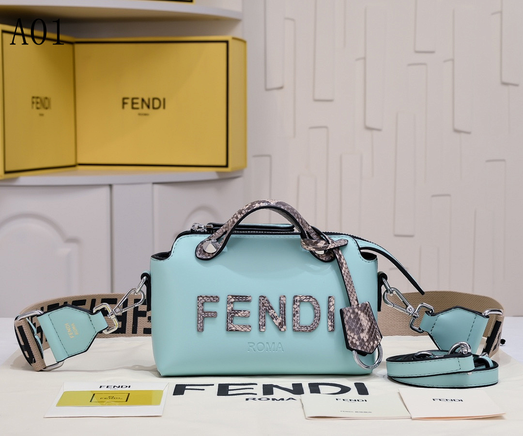 FENDI Baguette Mini – Light Blue Python Trim #2464