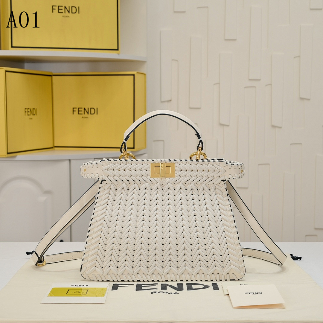 FENDI + Peekaboo + Woven Leather Tote #2315
