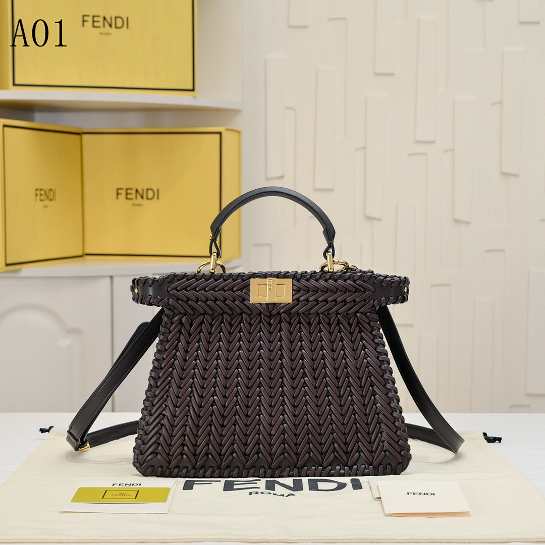 FENDI – A01 – Peekaboo Woven Leather Bag #2543
