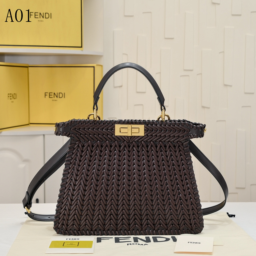 FENDI – A01 – Peekaboo Woven Leather Bag #2520