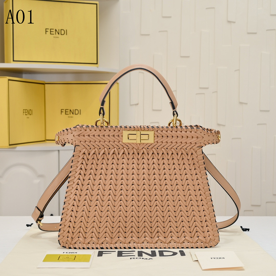 FENDI – A01 – Peekaboo Woven Leather Bag #2549