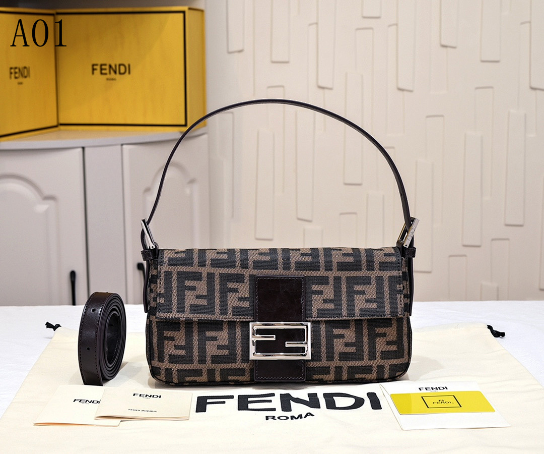 FENDI – Baguette – FF Logo Canvas Shoulder Bag #2428