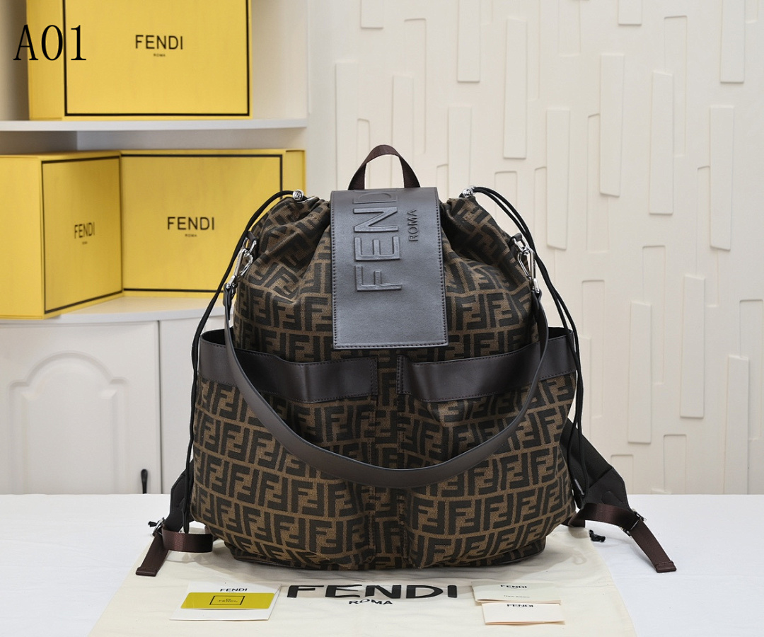 FENDI – A01 – FF Logo Drawstring Backpack #2326