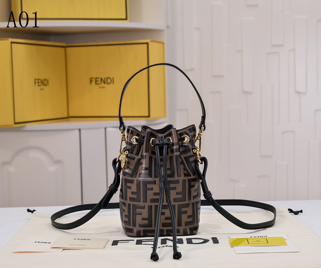 FENDII - A01 - FF Logo Bucket Bag #2554 1 FENDI – A01 – FF Logo Bucket Bag #2554