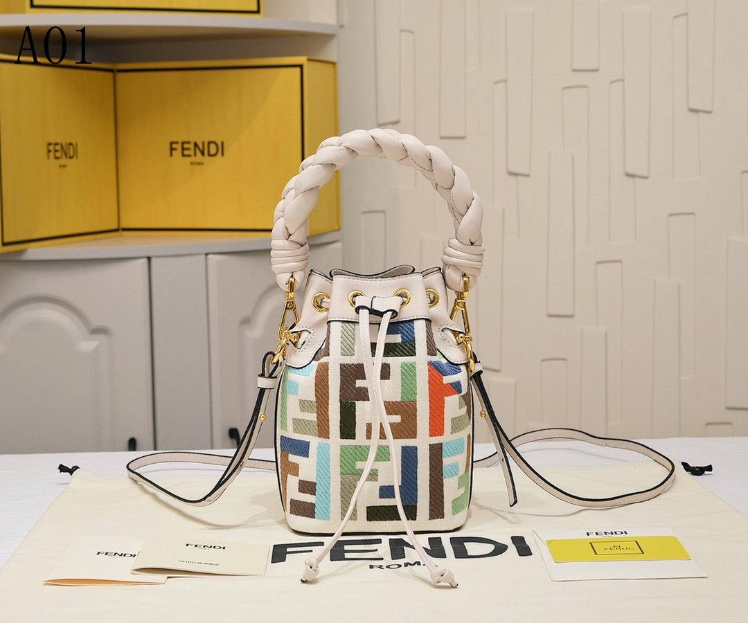 FENDI + Baguette Mini + FF Monogram Bucket Bag #2458