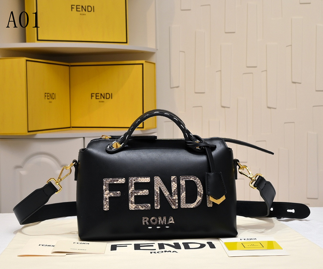 FENDI Baguette Logo Leather Shoulder Bag #2535