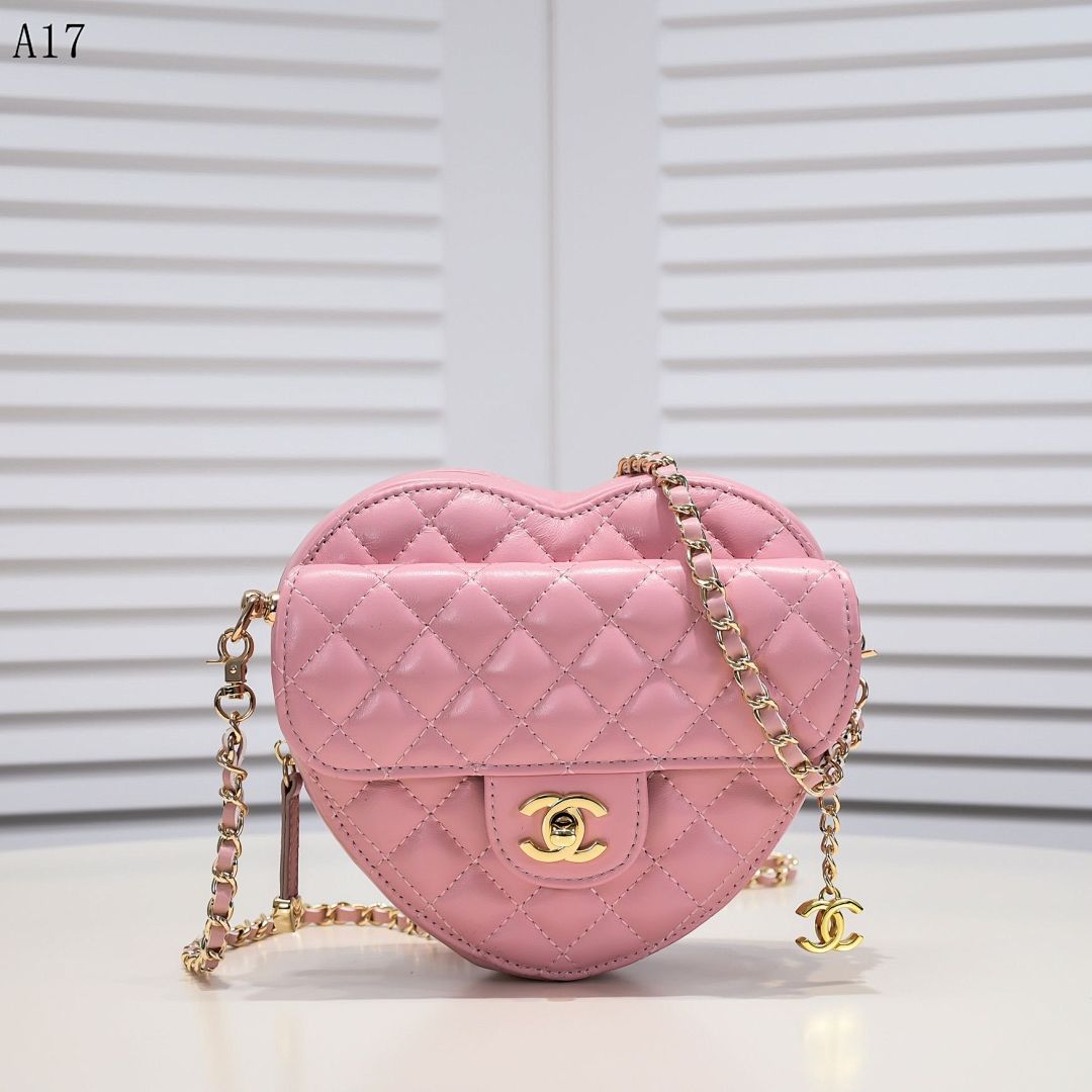 Chan3l Heart-Shaped Quilted Leather Bag #3004