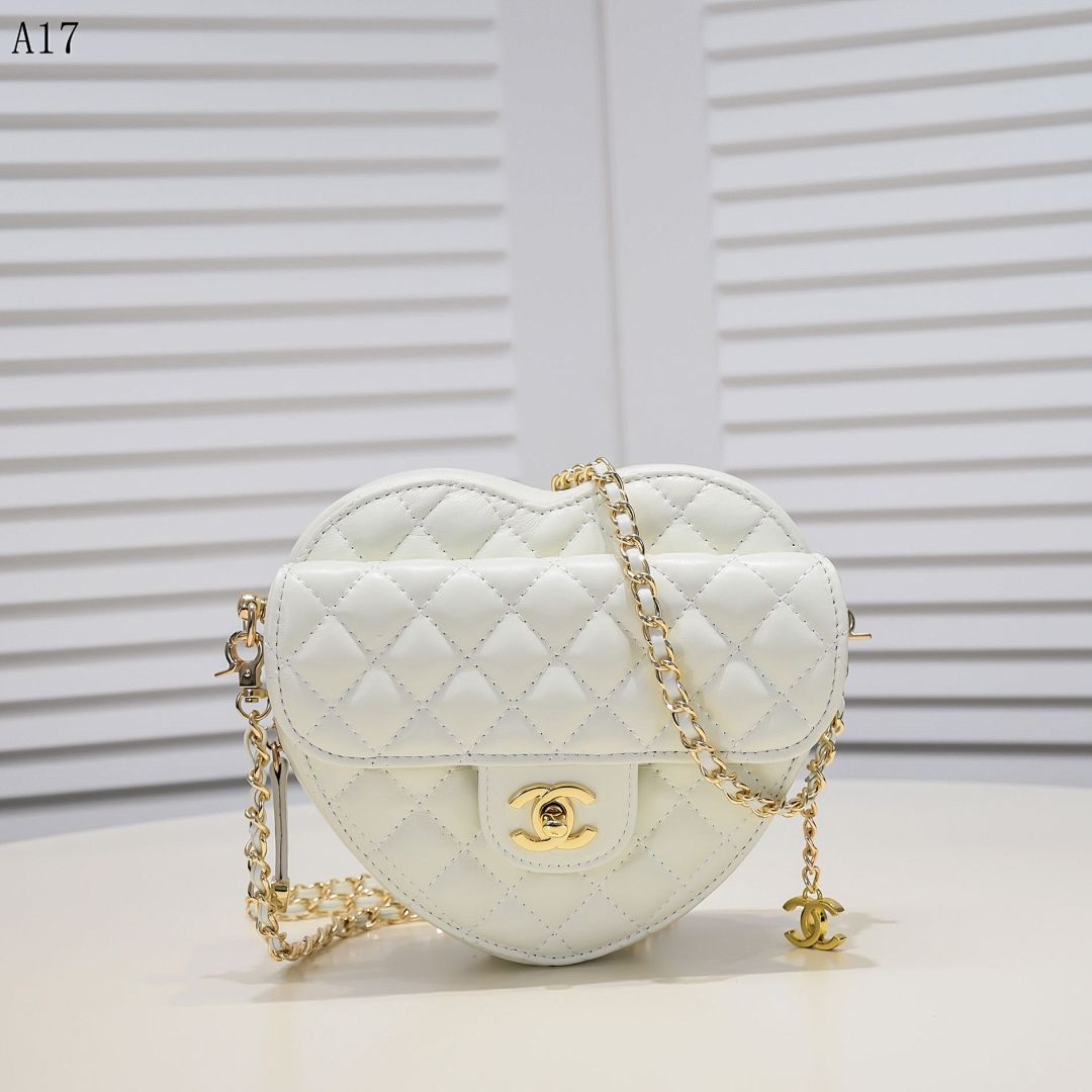 Chan3l Heart-Shaped Quilted Leather Bag #2932