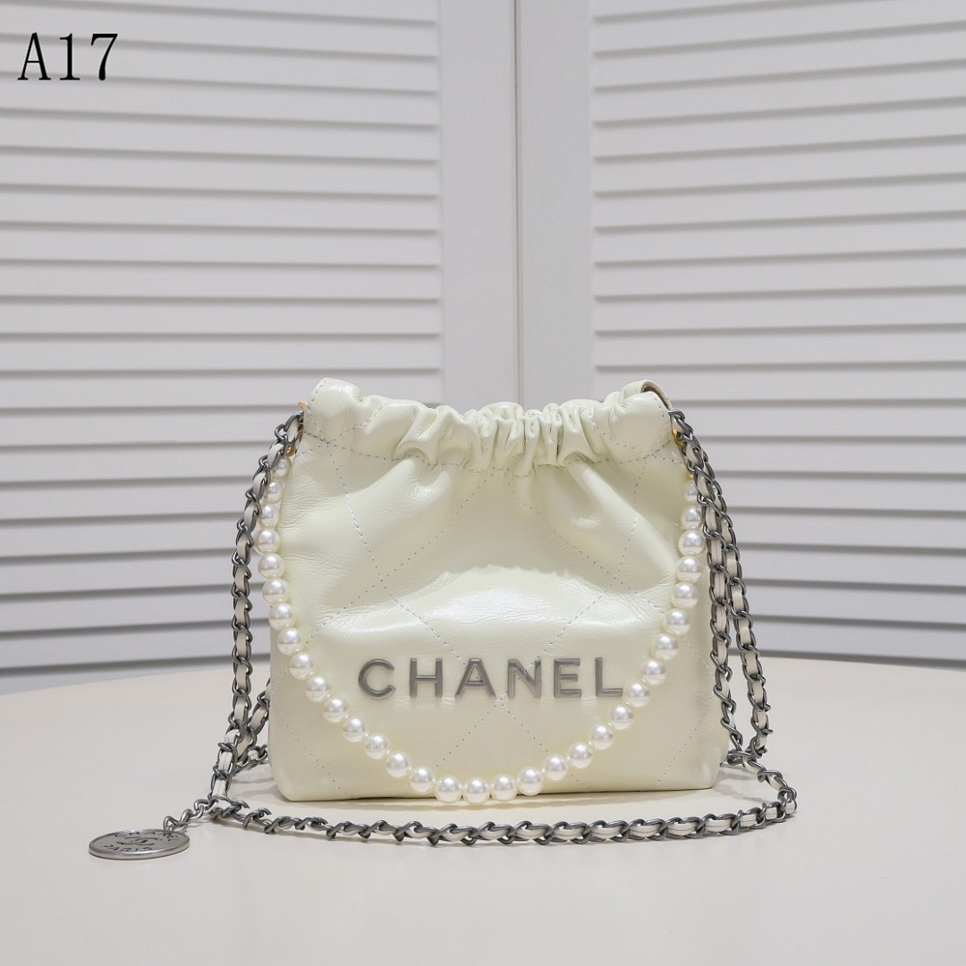 Chan3l A17 Pearl Chain Drawstring Bag #2998
