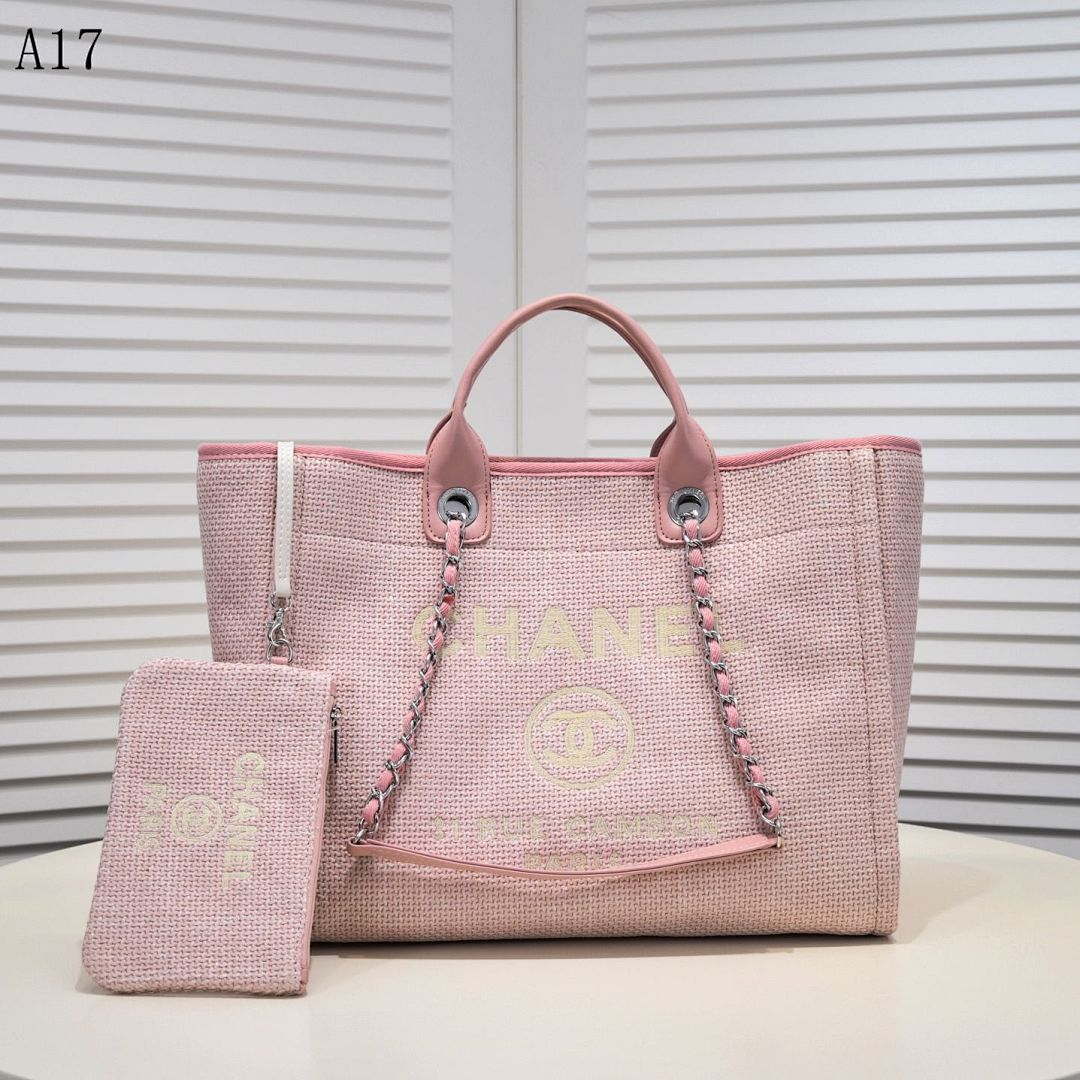 Chan3l Pink Tote Bag with Matching Pouch #2895