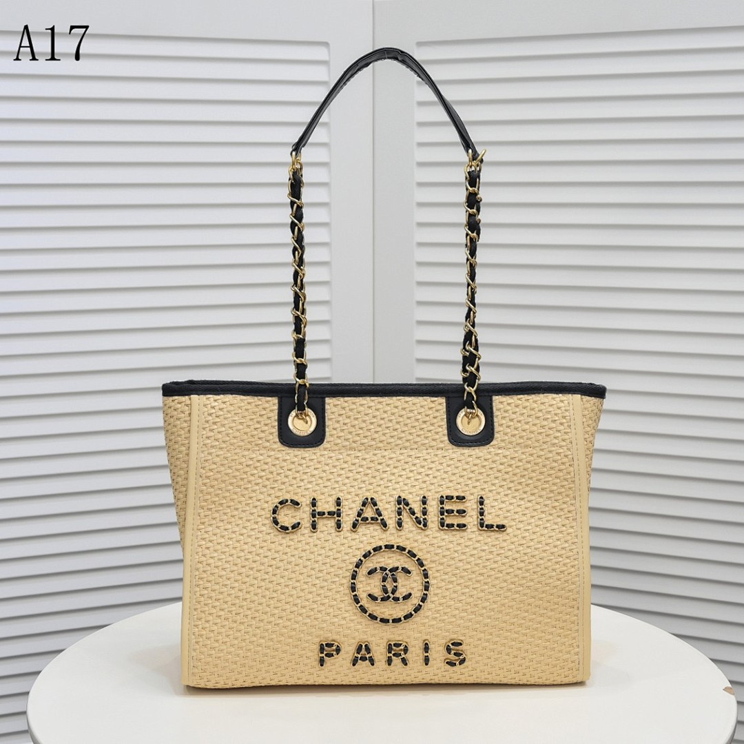 Chan3l A17 Raffia Tote Bag #2834