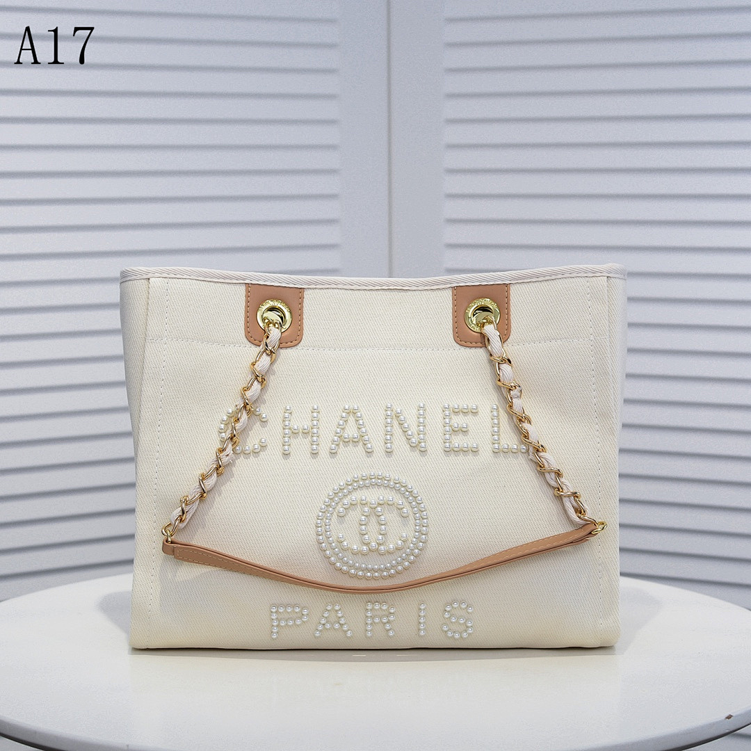 Chan3l Classic Tote Bag with Pearl Embellishment #2740