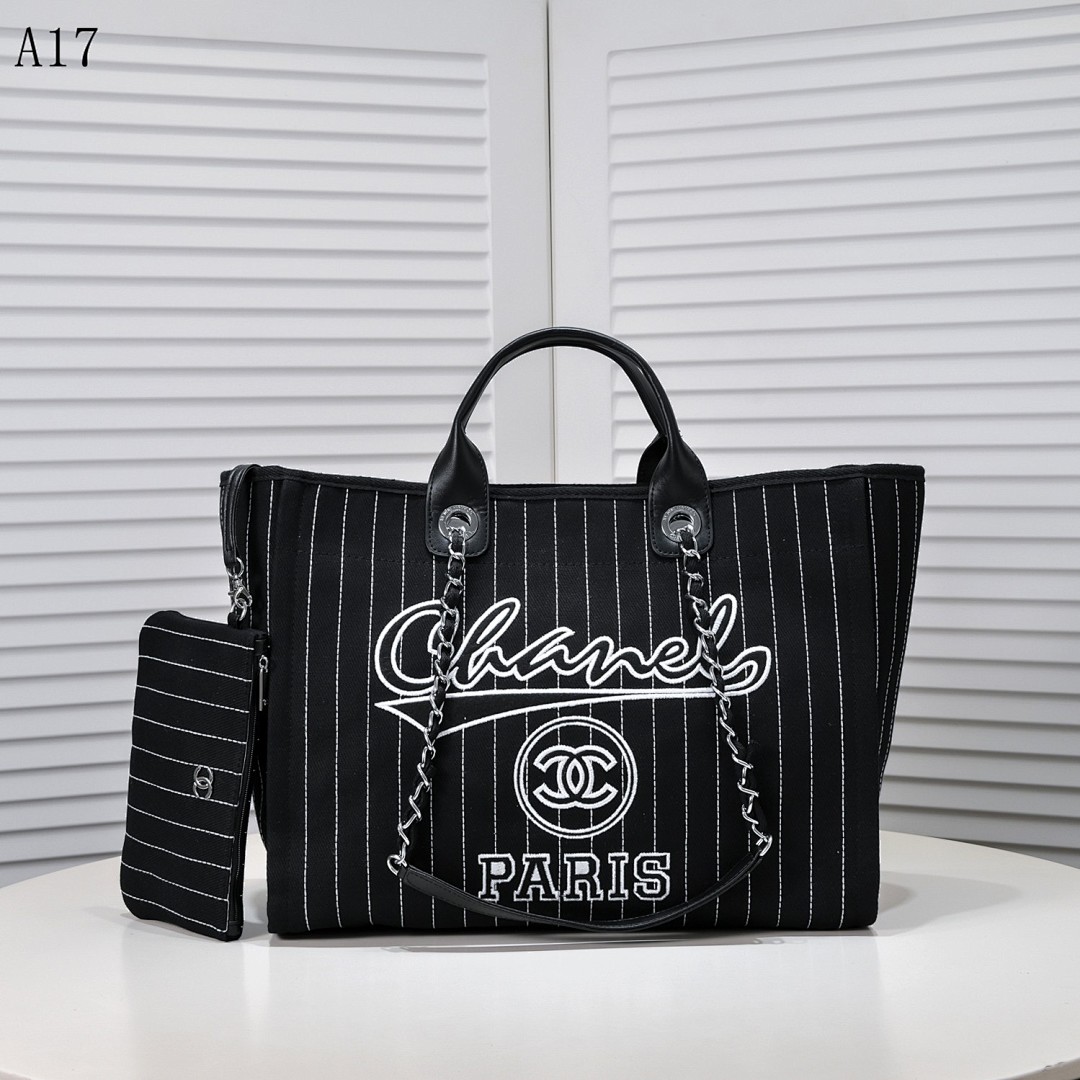 Chan3l A17 Pinstripe Tote Bag #2887