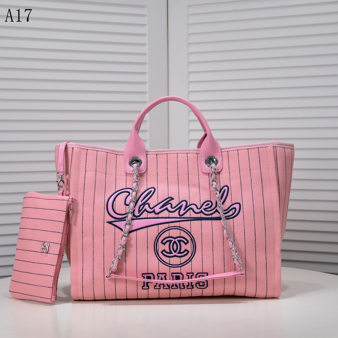 Chan3l – A17 – Pink Pinstripe Tote Bag #2617