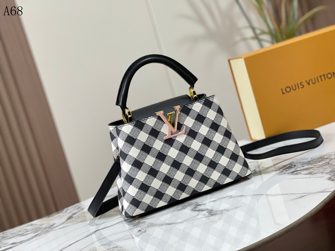 LVutton + A68 + Damier Azur Capucines Bag #4284