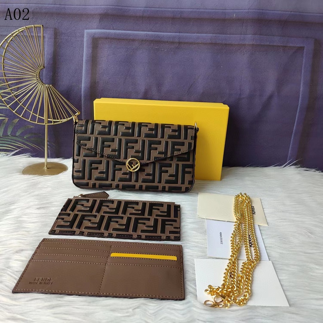 F3ndii – Baguette – Zucca Pattern Leather Clutch #2525